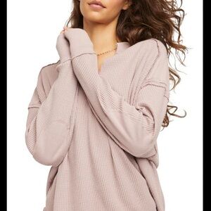 FREE PEOPLE OWEN THERMAL KNIT SHIRT IN LAVENDER MAUVE SZ.MED